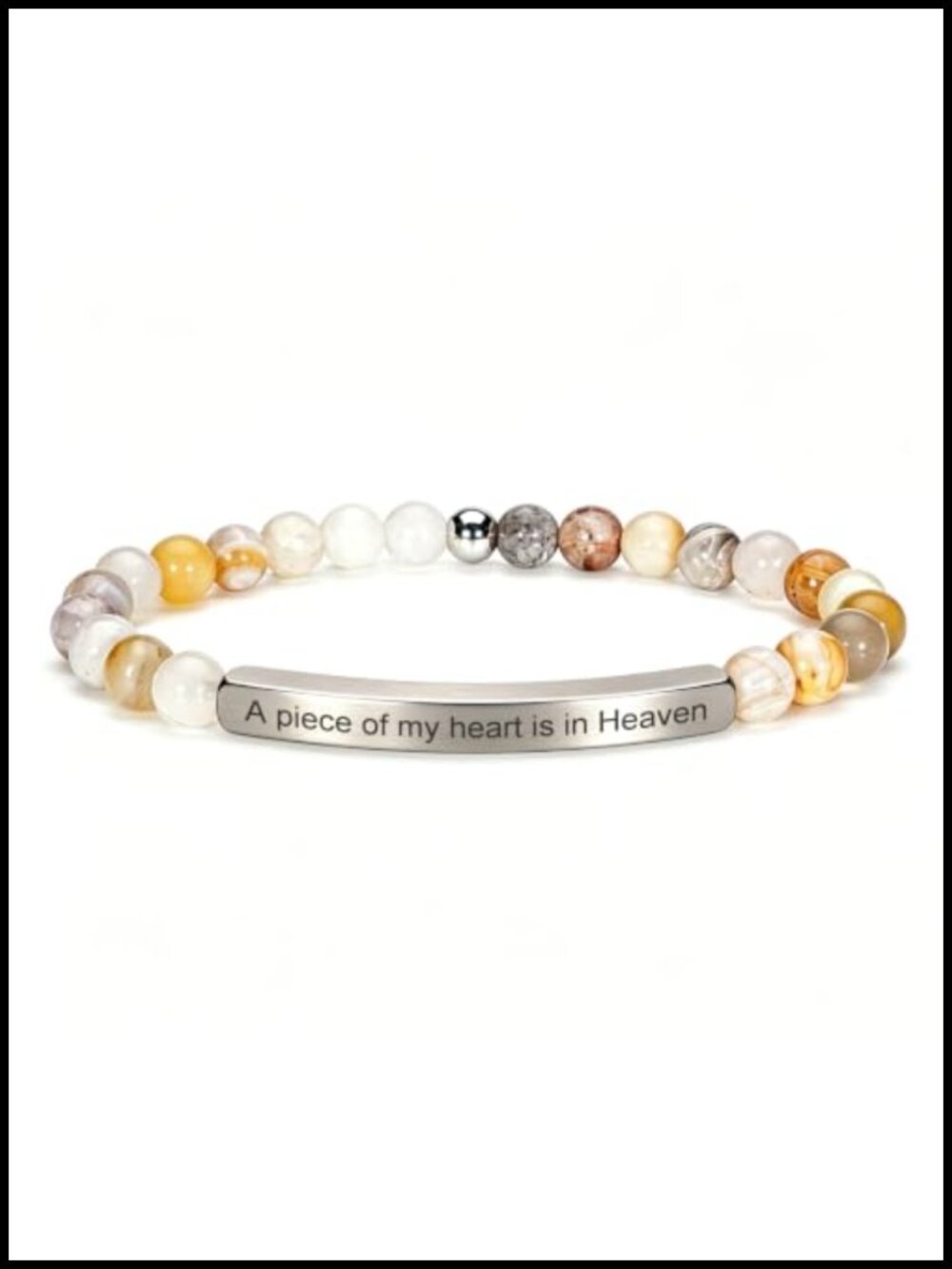 Christian Inspirational Bracelet Natural Bamboo Leaf Agate 18K Gold Plated